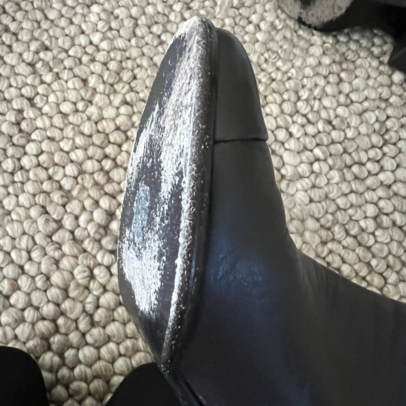 CHANEL Black Ankle Boots with Gold Logo